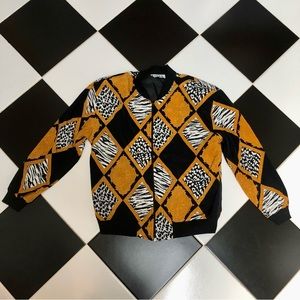 Vintage 80s 90s Teddi Retro Lightweight Bomber Jacket Animal Print Wild Sz Med-L